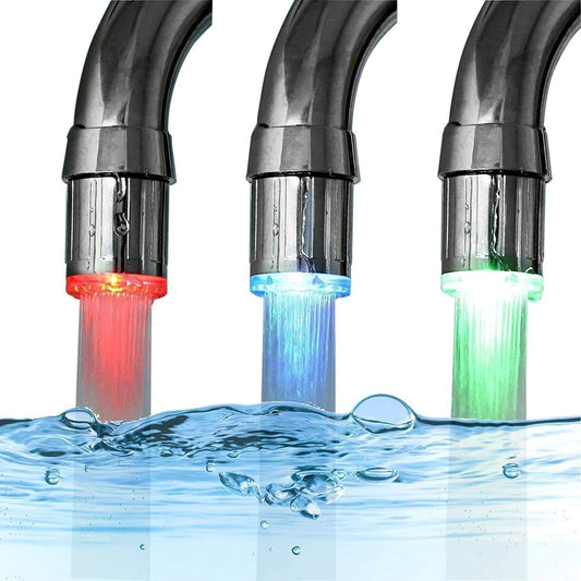 3-Color Temperature Sensitive Gradient LED Water Faucet Light Water Stream Color Changing Faucet Tap Sink Faucet for Kitchen and Bathroom (3 Color-3Pc)